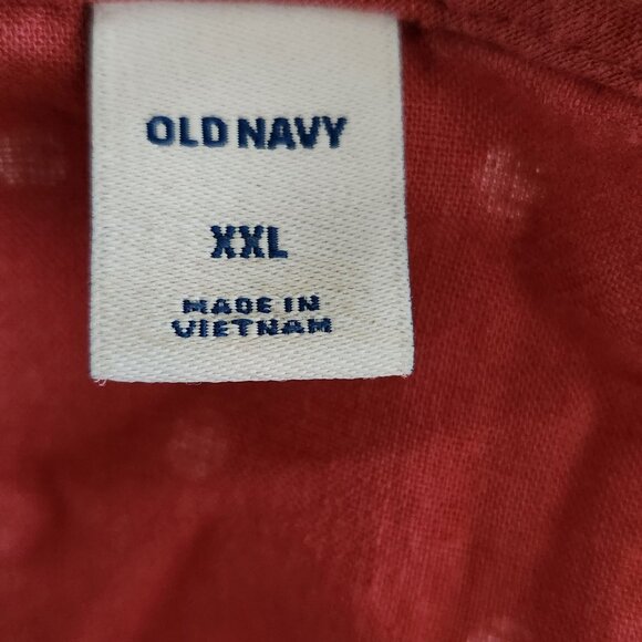 Linen, Polka Dot, short sleeve, button down, Old Navy, XXL - Picture 4 of 5